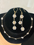 Dainty Pearl Necklace and Earrings Set